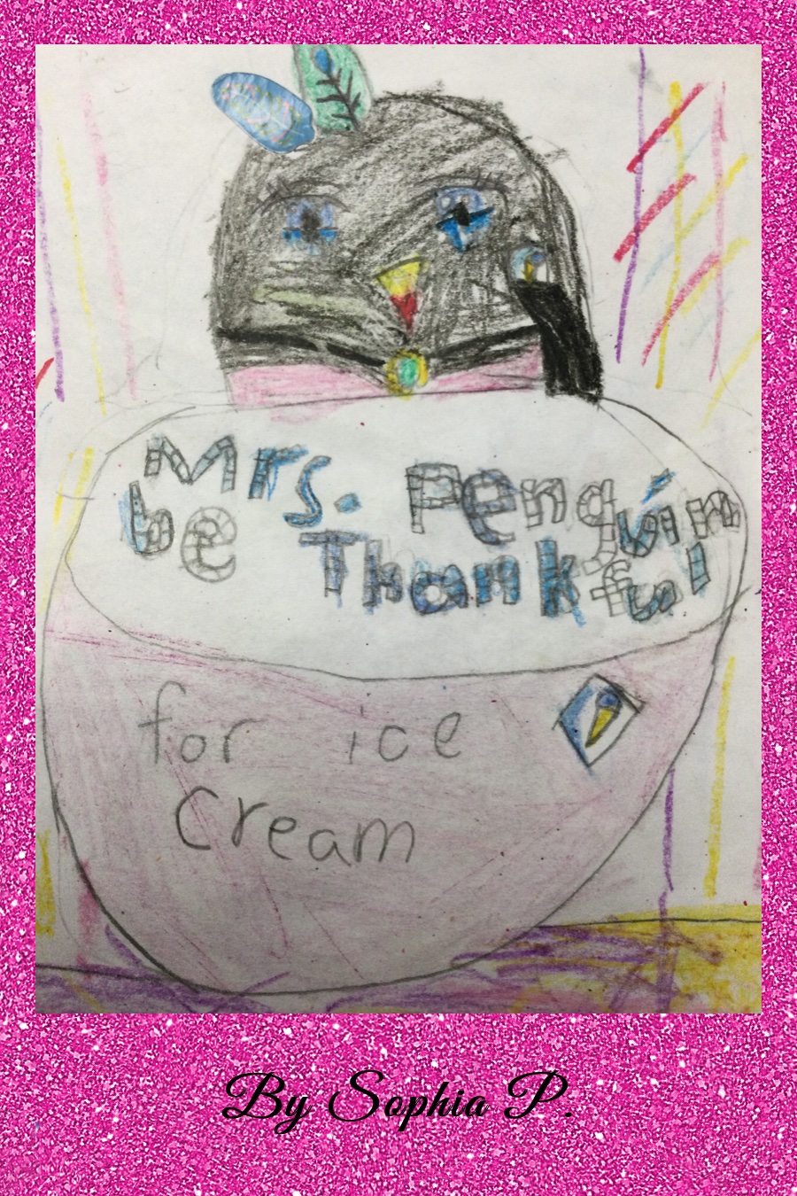 Mrs Penguin be Happy to Eat Ice Cream by Sophia P